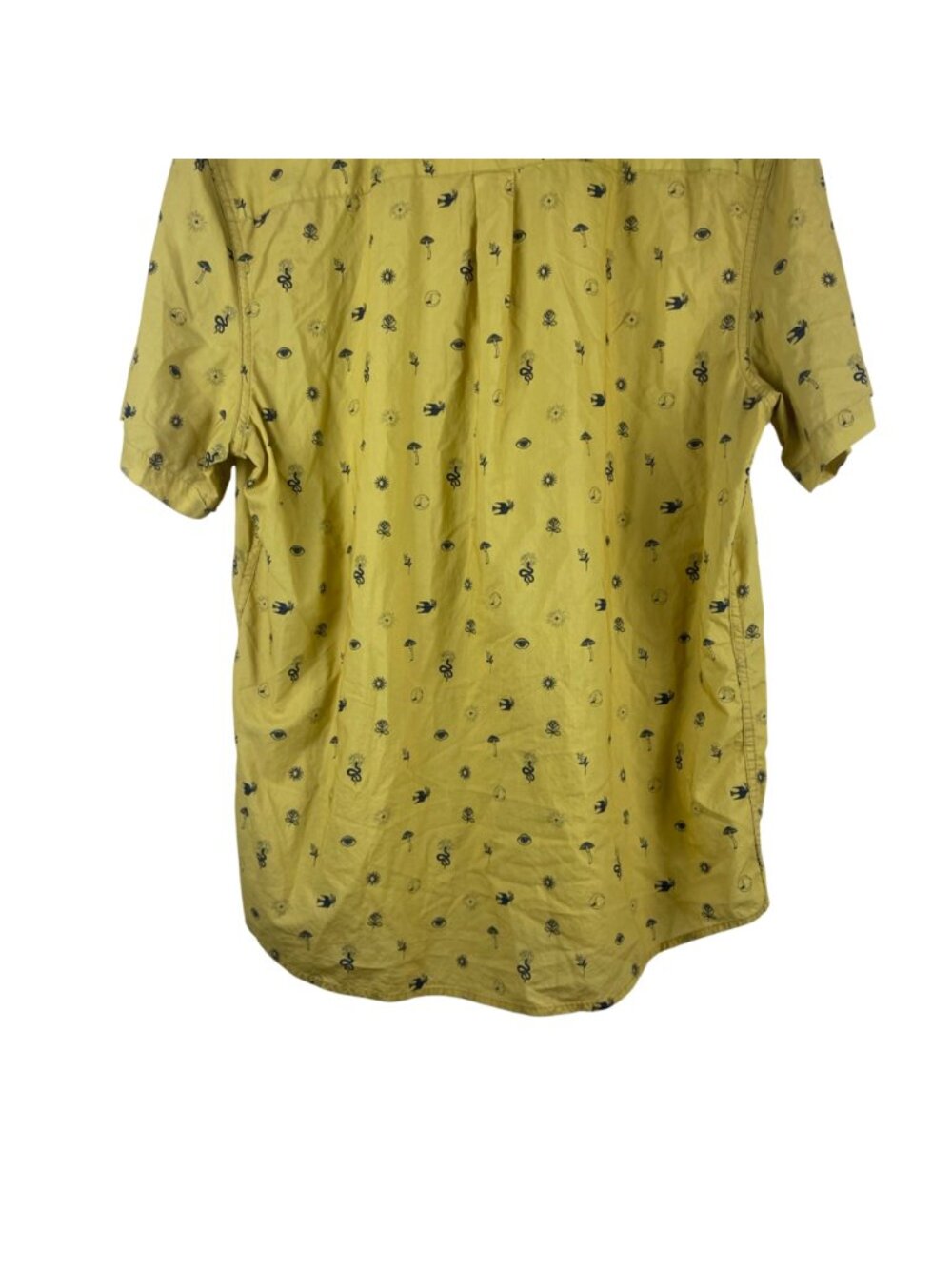 Marine Layer Stretch Selvage Short Sleeve Button Up Casual Shirt Yellow Large - Picture 11 of 12